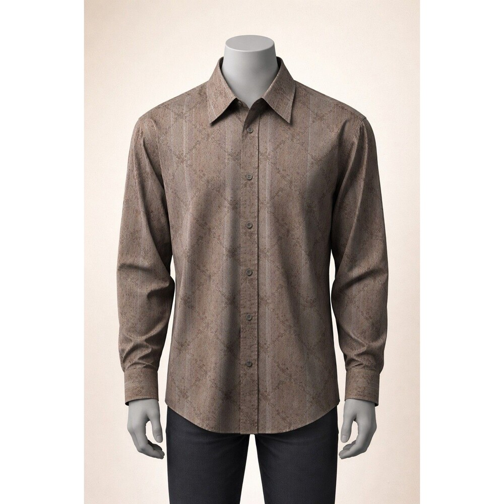 Eighty Eight Platinum Men’s XL  Button Up Shirt Brown Striped Floral Print
